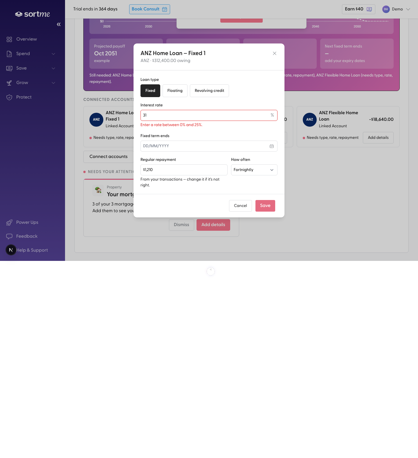 Enter a 31% rate (desktop)