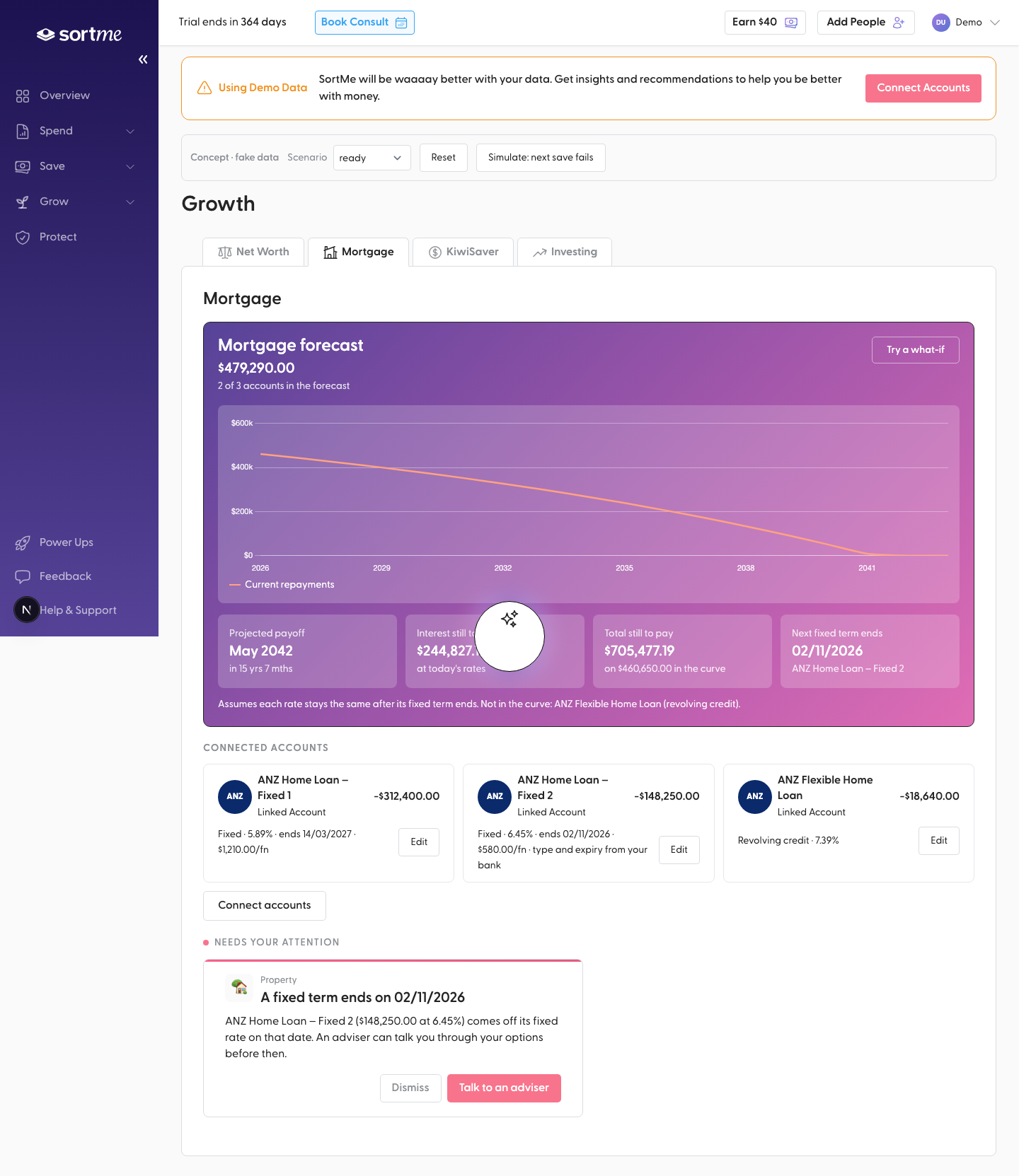 Open the tab with every account complete (desktop)